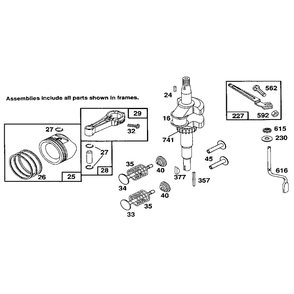 Crankshaft Diagram and Parts List for 122700-122799 0101-0101 Briggs and Stratton Engine